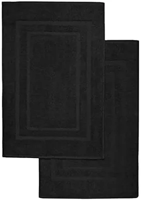 Produktbild von NatureMark 2er Pack Badvorleger Badematte |  | 100% Baumwolle | 50 x 80 cm | Duschvorleger Duschmatte Doppelpack | Farbe: Schwarz