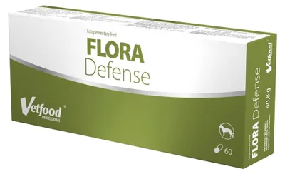 Zdjęcie produktu dla Karma weterynaryjna Flora Defense na biegunkę, żołądek, brzuch, trawienie i jelita dla psa i kota 60 kapsułek