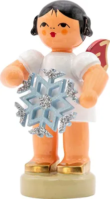 Produktbild von Engel mit Schneekristall - Rote Flügel - stehend (6cm) von Kunstgewerbe Uhlig