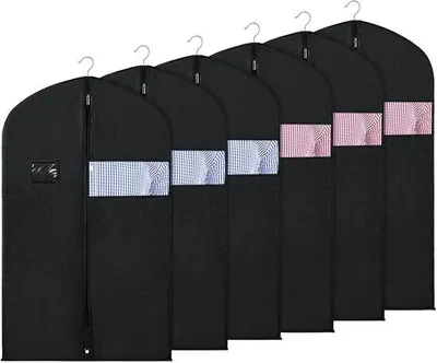 Immagine prodotto di Appendiabiti leggeri per riporre i capi e per i viaggi. Appendiabiti da 101 cm per appendere i vestiti. Confezione da 6 con finestra trasparente per pacchi, giacche e cappotti
