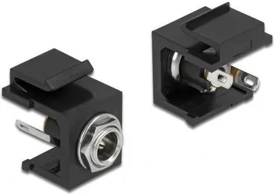 Zdjęcie produktu dla DeLOCK Moduł Keystone, DC 5,5 x 2,5 mm, wtyk żeński czarny, Płaski, Czarny, Żeńska, 20,7 mm, 22 mm, 16,3 mm