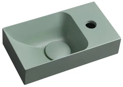 Produktbild von PICCOLINO Beton-Waschbecken 30,8x17cm, Wasserhahn rechten, Grün matt