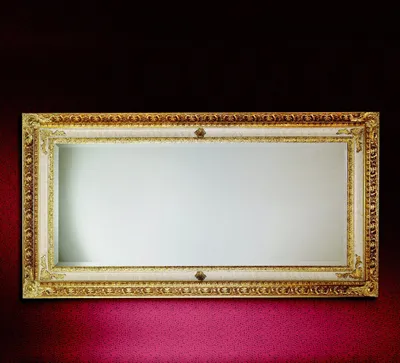 Zdjęcie produktu dla Klasyczne lustro ścienne drewniana rama lustro meble złoto 104x194 szklana rama ściana