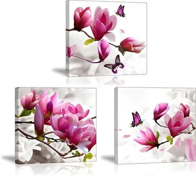 Produktbild von Unyqoos® 3er-Set Orchideen-Leinwandbilder – 30 x 30 cm, wasserfestes Canvas, fertig zum Aufhängen, elegante Wanddekoration