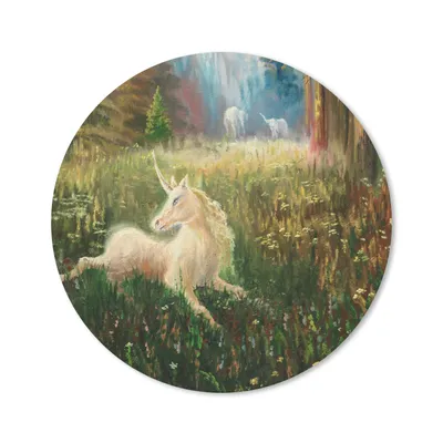 Produktbild von MuchoWow® Mauspad Mousepad Eine Illustration eines Einhorns in einem Wald - Mädchen - Kinder - Kinder 50x50 cm - Mousepads - Maus Mat - Pad - Mausunterlage - Vinyl