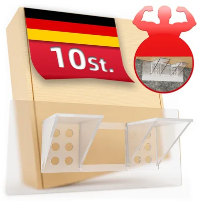 Produktbild von DEKAZIA® 10 Regalbodenträger selbstklebend | Regalbodenhalter selbstklebend Regalboden Halterung Regalbefestigung ohne Bohren Schrankboden Halter Rega