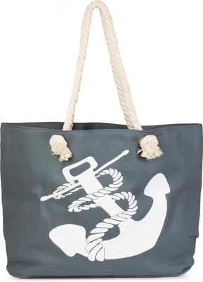 Produktbild von styleBREAKER XXL Strandtasche mit Anker Print | maritimer Look in Flechtoptik | Shopper Badetasche 57 x 33 x 32 cm