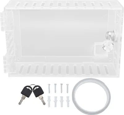 Obrázek produktu pro Univerzální krycí skříňka termostatu z průhledného akrylu se zámkem, snadná instalace, odolná proti opotřebení, včetně klíčů, pro termostatické panely, domácnosti, školy a kanceláře