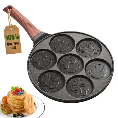 Produktbild von YASHE Smiley-Pfanne mit 7 Mulden, Induktion, ungiftig, PTFE- und PFAS-frei