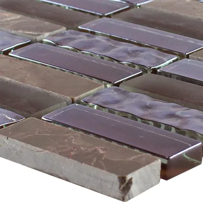 Produktbild von Glas Naturstein Mosaikfliese Mantra Braun