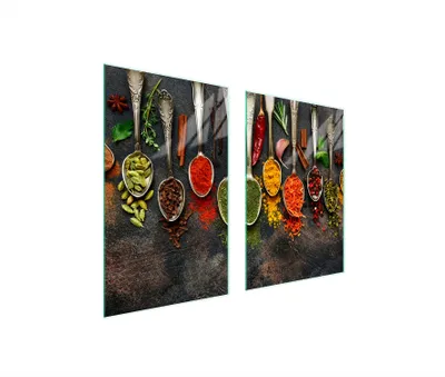 Produktbild von Glasschutzplatte für Küche 65x52 Gewürze