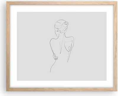 Produktbild von Gerahmtes Poster - Rahmen in heller Eiche - Körper Frau Zeichnung - 50x40 cm - Wand Bild - Wanddeko - Wandbilder - Kunstposter - Wandposter - Bilderrahmen - Bilder - Kunstdruck - P2NAA50x40-4651