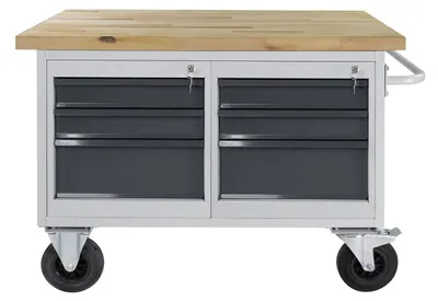 Produktbild von ADB Werkbank lichtgrau, anthrazitgrau 6 Schubladen 130,0 x 60,0 x 82,7 cm