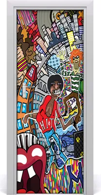Produktbild von Tulup Türaufkleber 75x205 cm Dekorative Aufkleber Selbstklebend Wasserdichte Tapete Abnehmbar Schlafzimmer Wohnzimmer Wohnkultur - Klebstoff Collage Musik