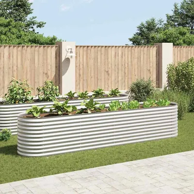 Produktbild von vidaXL Garten-Hochbeet 400 x 80 x 81 cm Verzinkter Stahl Silbern