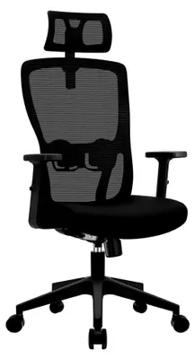 Produktbild von Ergonomischer Bürostuhl, Höhenverstellbarer Schreibtischstuhl, Drehstuhl mit Verstellbarer Lendenwirbelstütze und Kopfstütze, Liegefunktion von 90° bis 130°, Belastbar bis 150 kg, Schwarz