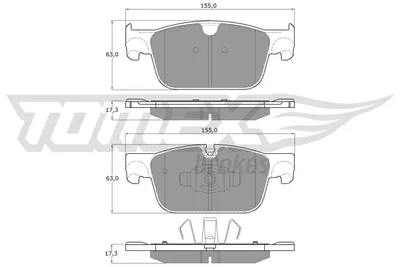 Produktbild von TOMEX brakes TX 18-86 Bremsbeläge Satz Vorne Bremsklötze für VOLVO XC60 II (246) V60 II (225, 227) V90 II Kombi (235, 236) S90 II (234) S60 III (224)