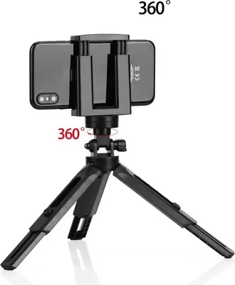 Produktbild von Mini Portable Stativ Selfie Teleskop Faltbare Desktop-Kamera Handy Stehhalter Halterung schwarz