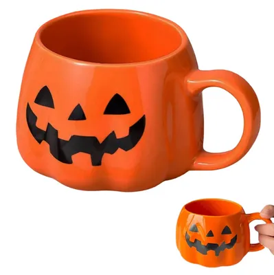 Halloween-Pompoenbecher, Keramik, 400 ml, Kürbis- und Geisterdesign