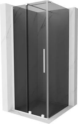 Produktbild von Mexen Velar Duschkabine Schiebetür 90 x 90 cm, graphit, weiß - 871-090-090-41-20