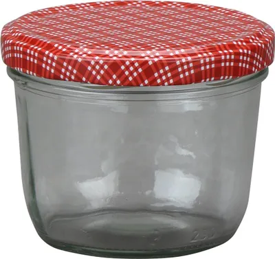 Produktbild von Sturz-Glas "Cucinare" 1TO230 rot/weiß, TwistOff 230 ml
