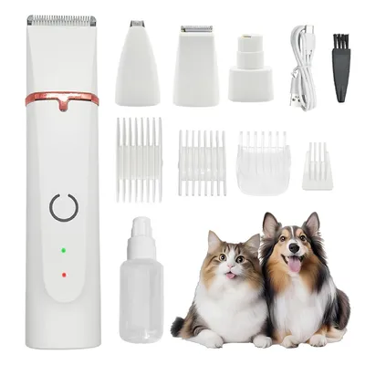 Produktbild von 4-in-1 Hundeschermaschine & Pfotentrimmer, Profi Tierhaarschneider, Ultra leise, Wiederaufladbar, Für Hunde & Katzen