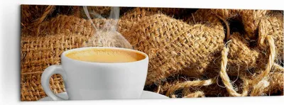 Produktbild von Bild auf Leinwand - Leinwandbild - Cappuccino Tasse Körner Beutel - 160x50cm - Wand Bild - Wanddeko - Leinwanddruck - Bilder - Kunstdruck - Wanddekoration - Leinwand bilder - Wandkunst - AB160x50-2383