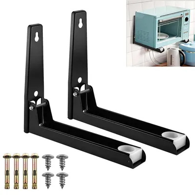 Produktbild von 2 STK Wandregal Mikrowellenhalterung, Mikrowellenhalterung Wand Edelstahl Einstellbar, Halterung für Mikrowelle & Kleinen Backofen