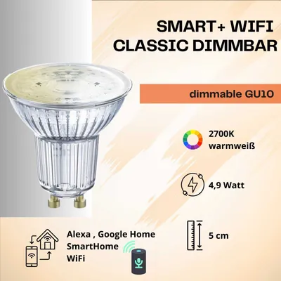 Produktbild von LEDVANCE LED-Lampe SMART+ WiFi Spot 40 GU10 4,9 W klar