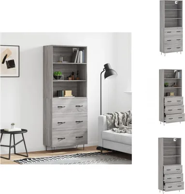 Imagen del producto de vidaXL Mueble alto gris Sonoma de 69,5 x 34 x 180 cm, fabricado en material de madera - Muebles aparador