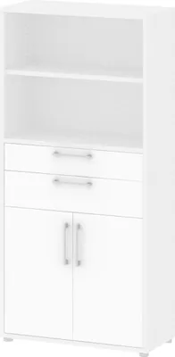 Produktbild von Prisme Büro Aufbewahrung 2 Türen, 2 Schubladen und 1 Ablage. Weiss.