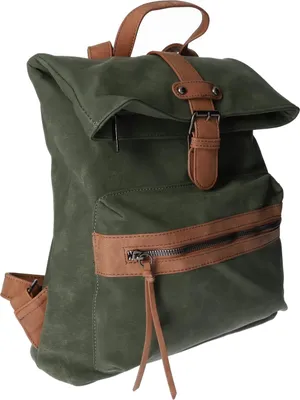 Produktbild von Rucksack DI-1028 Grün Kunstleder mit verstellbaren Schulterriemen 34x35x10,5 cm