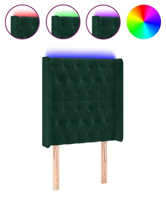 Produktbild von vidaXL LED Kopfteil Dunkelgrün 83x16x118/128 cm Samt