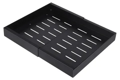 Obrázok produktu pre Organizér do kuchyne – výsuvná polica do skrinky – nastaviteľná dĺžka 32–52 cm – montáž bez vŕtania – výsuvná konštrukcia – uhlíková oceľ – odolná voči korózii – čierna