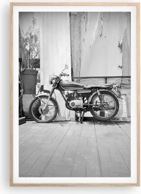 Produktbild von Gerahmtes Poster - Rahmen in heller Eiche - Alt Motorrad Schwarz und Weiß - 70x100 cm - Wand Bild - Wanddeko - Wandbilder - Kunstposter - Wandposter - Bilderrahmen - Bilder - P2NPA70x100-4487