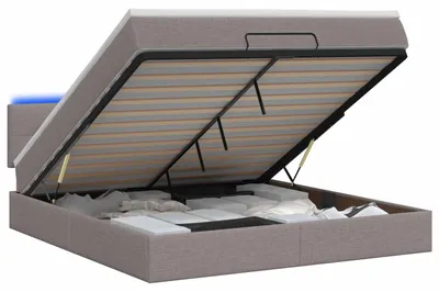 Image de Lit avec rangement et matelas LED, gris foncé, 140 x 200 cm