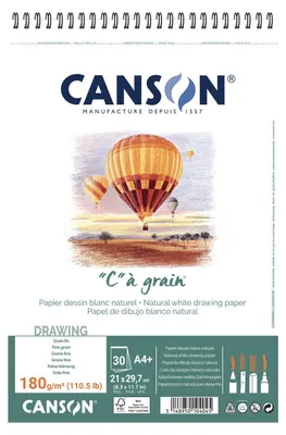 Zdjęcie produktu dla CANSON C400060604 Spiralny podkład rysunkowy CANSON z ziarnem, A4, 180 g/m²