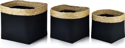 Produktbild von Universalkorb, 3-Teilig, Schwarz, Aus Meergrasfilz, Weich, Fest