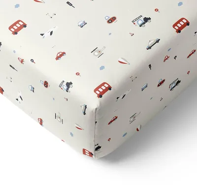 Produktbild von Petite Amélie Spannbettlaken Fahrzeuge - 70x140 cm - Beige