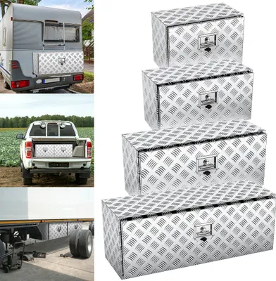 Produktbild von LZQ Unterflurbox aus Alu Anhängerkiste Staubox Gurtkiste Staukasten Werkzeugkiste Staukasten Unterbaubox Box (88l Volumen, LxHxT=60x36x40,5cm)