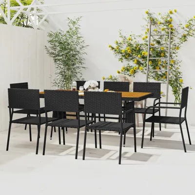 Produktbild von The Living Store 9-tlg. Garten-Essgruppe Poly Rattan Schwarz