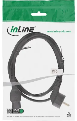 Produktbild von INLINE Netzkabel Schukostecker gewinkelt auf Warmgeraetestecker C15 schwarz 3m