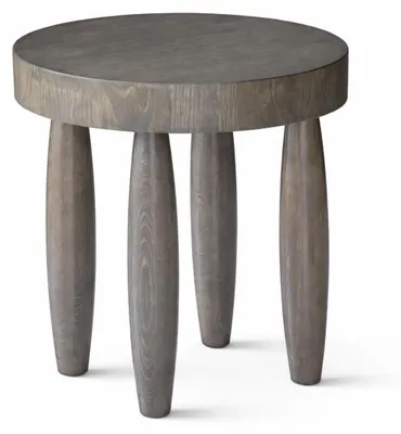 Immagine prodotto di Set di tavolini da salotto in stile moderno, grigio, con gambe in legno e piano in legno, tavolo rotondo