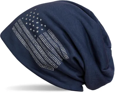 Zdjęcie produktu dla styleBREAKER Czapka beanie z flagą USA i aplikacjami z dżetów, uni , lekki dżersej przejściowy wiosna jesień
