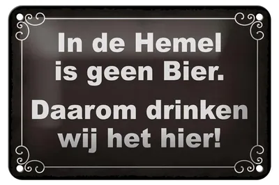 Produktbild von Blechschild Spruch 18x12cm holländisch In de Hemel is geen Bier Dekoration