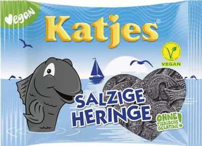 Produktbild von Katjes Salzige Heringe gezuckerte mit Salmiaksalz Vegan 175g