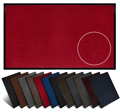 Produktbild von Furni24 Schmutzfangmatte Fußmatte 90 x 150 cm Rot – Rutschfeste & Waschbare Türmatte für Innen & Außen