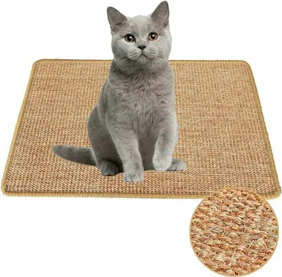 Produktbild von Kratzmatte für Katzen, natürliche Sisal-Kratzmatte, Kratzbrett für Haustiere, rutschfestes Kratzspielzeug für Katzen, Krallenpflegespielzeug für Katzen (30 40 cm) ZHUOXAUN