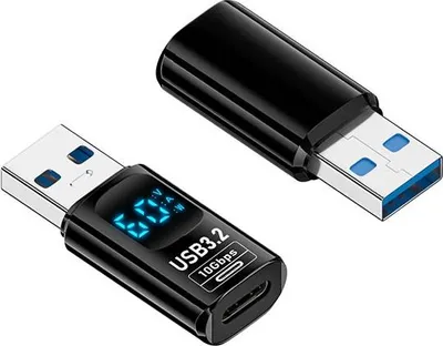 Immagine prodotto di INF Adattatore USB A Maschio a Tipo C Femmina con Display Digitale - Set da 2