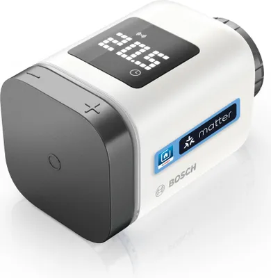Produktbild von Bosch Smart Home Heizkörperthermostat II [+M], smartes Thermostat, Flexible Nutzung im Bosch Smart Home System oder herstellerübergreifend in Matter Systemen, anthrazit